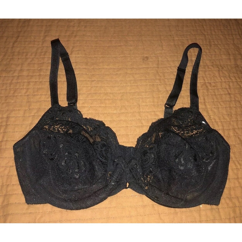 Cabernet sheer black Lace Underwire Bra 34C unlined 16345